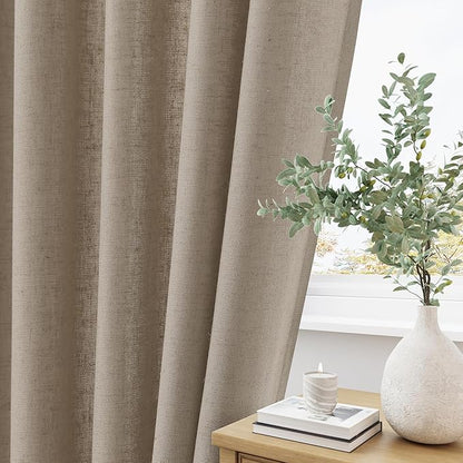 Light Taupe Pinch Pleat Linen Curtains 72 Inch Length 2 Panels Set - Image 5