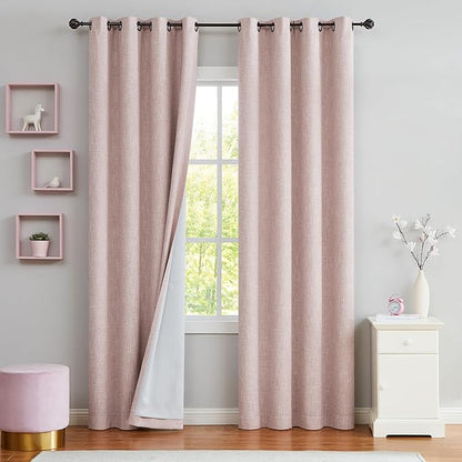 Pink Full Blackout Curtain Panel Noise Reducing Thermal Weave Window Treatment by CentralPark