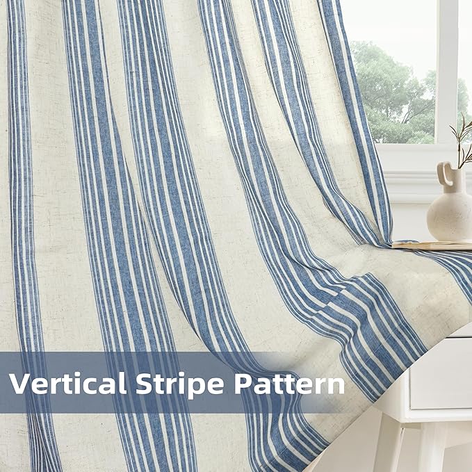DriftAway Farmhouse Vertical Striped Linen Blend Textured Light Filtering Semi - Image 5