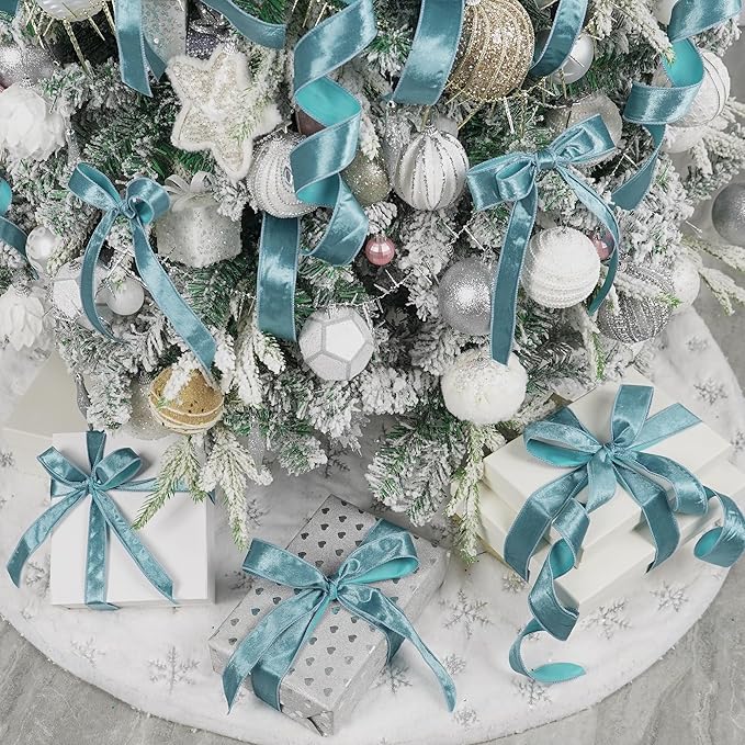 MEEDEE Dusty Blue & French Blue Velvet Ribbon - Image 6