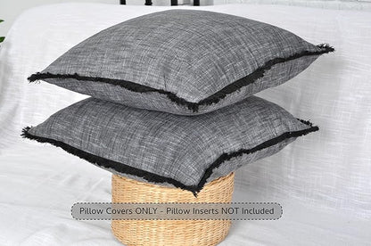18×18 Grey Textured Cotton Throw Pillow Covers - Image 6