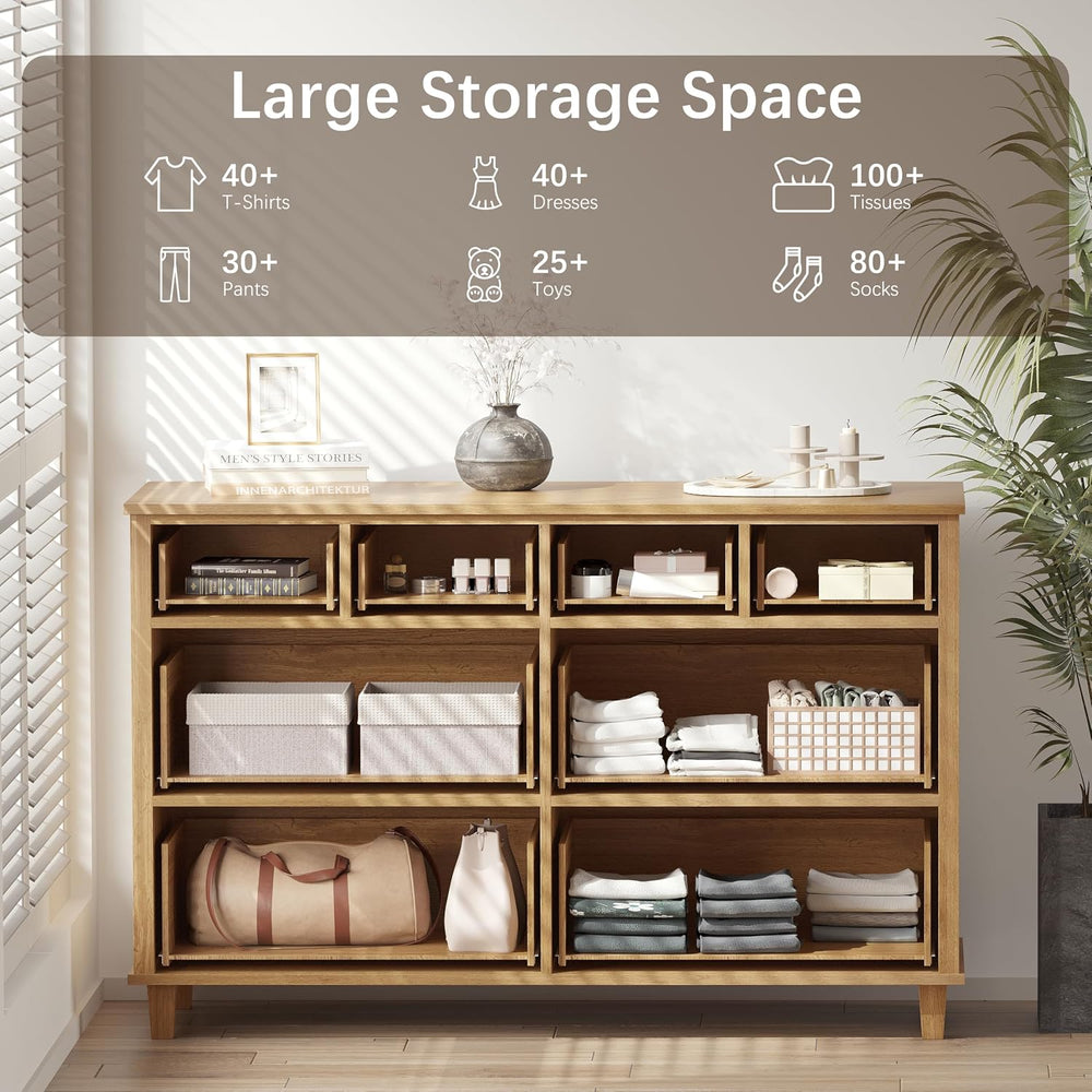 Dresser for Bedroom 8 Drawer Wood Dresser 56.3" Wide, Large Storage Ches...