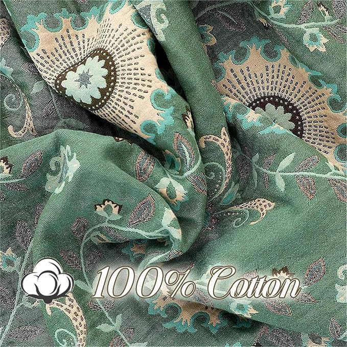 Boho Throw Blanket for Chair Couch Bed 90''x 98'', 100% Cotton Quilt Floral - Image 4