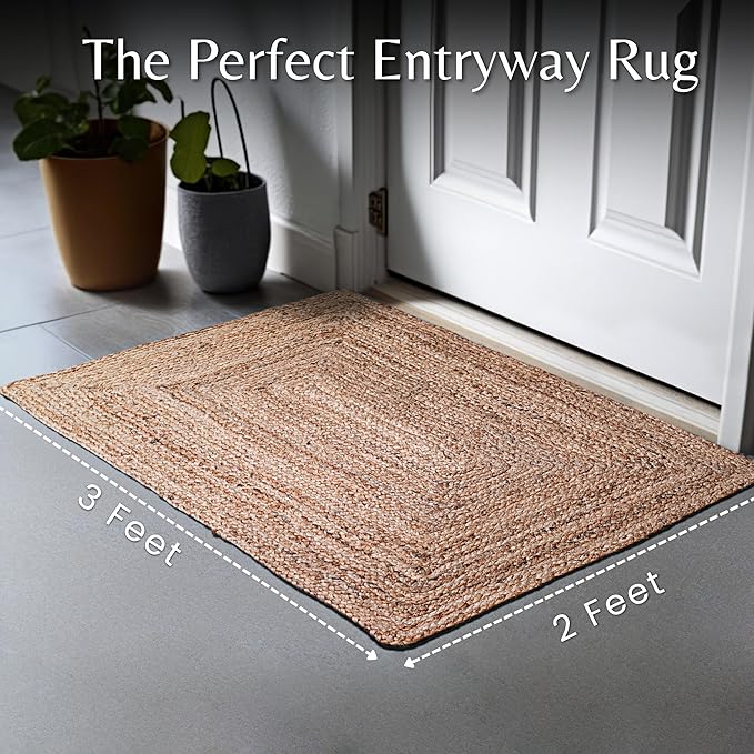 Ramanta Home Hand Woven Jute Braided Rug 2'x3' - Image 2