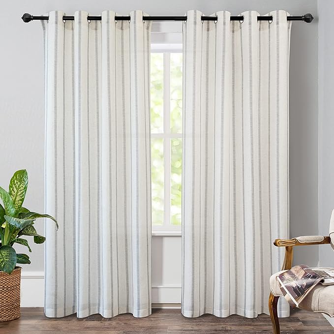 DriftAway Farmhouse Vertical Striped Linen Blend Textured Light Filtering Semi by DriftAway