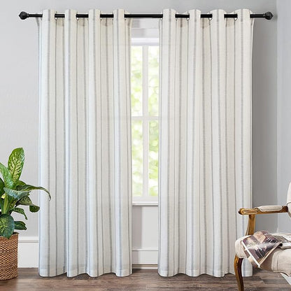 DriftAway Farmhouse Vertical Striped Linen Blend Textured Light Filtering Semi by DriftAway