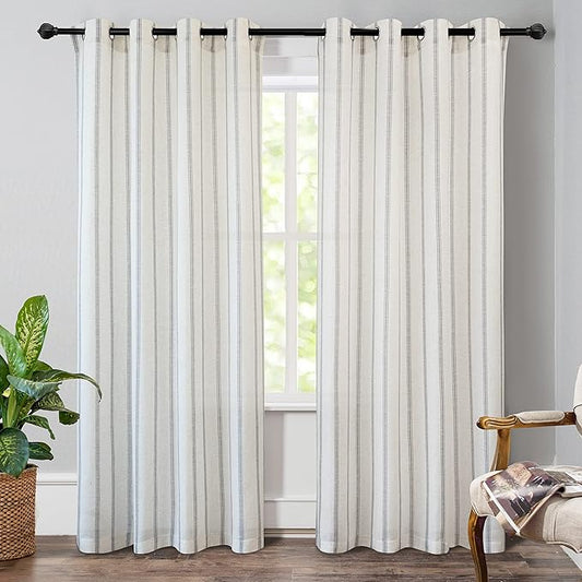 DriftAway Farmhouse Vertical Striped Linen Blend Textured Light Filtering Semi by DriftAway