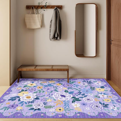 DUKINO 4x6 Area Rug, Lightweight Non Slip Washable Floral Rug, Indoor Low Pile - Image 7