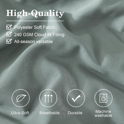 full size comforter sets-7 pieces sage soft bed, front angle view