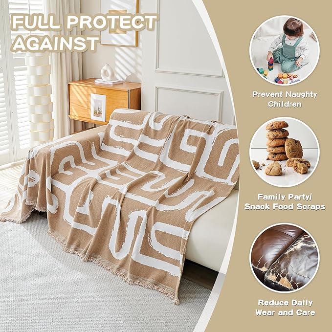 MEETSKY Boho Couch Cover Sofa Cover Washable, Chenille Sofa Covers - Image 2