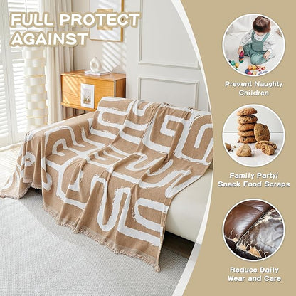 MEETSKY Boho Couch Cover Sofa Cover Washable, Chenille Sofa Covers - Image 2