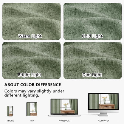 OVZME 2 Panels Green Cafe Curtains 36 Inch Length, Thick Textured Small Kitchen - Image 7