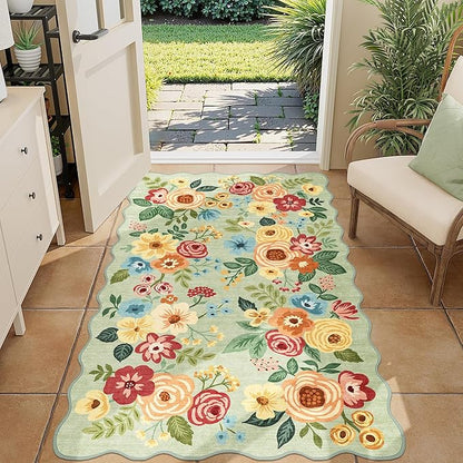 DUKINO 3x5 Area Rug, Floral Non-Slip Indoor Washable Rug by DUKINO