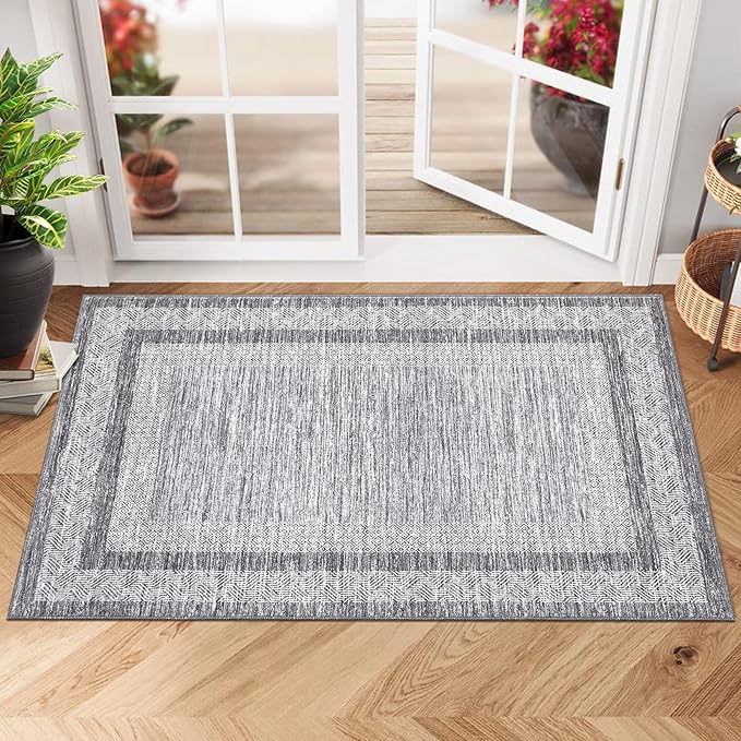 GarveeHome Modern Geometric Area Rug 2x3 Distressed Bordered Washable Non Slip by GarveeHome