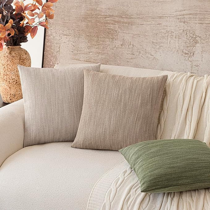 Foindtower Set of 2 Decorative Textured Burlap Linen Throw Pillow Covers - Image 7