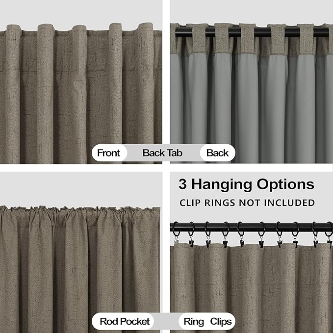 Taupe Brown Linen Blackout Curtains - Image 5