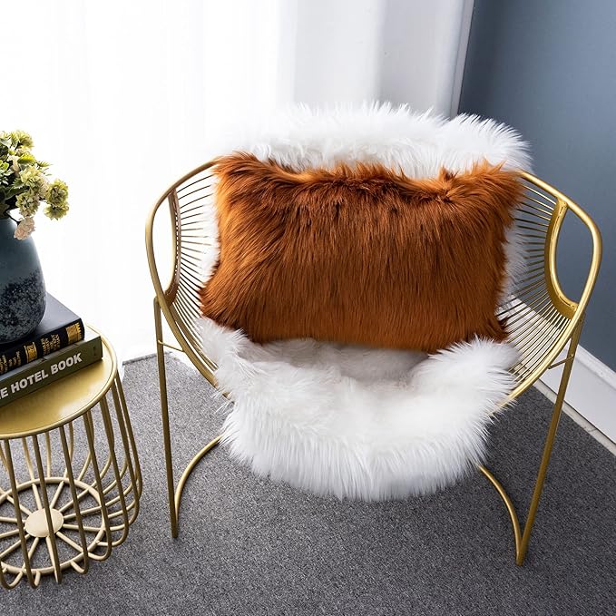 LIGICKY Set of 2 Decorative Lumbar Soft Faux Fur Throw Pillow Cover Luxury - Image 6
