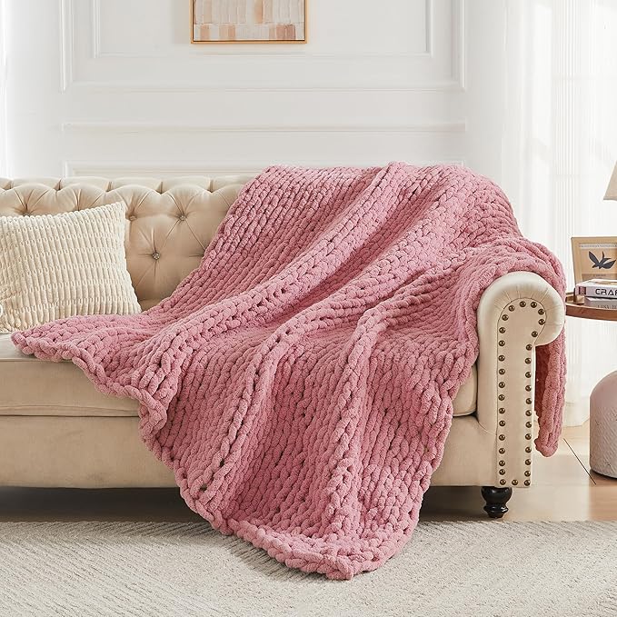 Carriediosa Chunky Knit Throw Blanket 60" X 80" Twin, 100% Hand Made Large - Image 6
