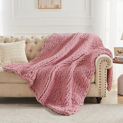 Carriediosa Chunky Knit Throw Blanket 60" X 80" Twin, 100% Hand Made Large - Image 6