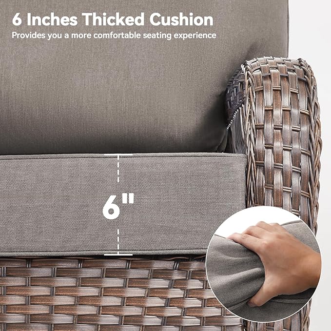 6" Thick Outdoor Cushions 24x24x6, 3-Set Deep Seat Patio Cushions - Image 7