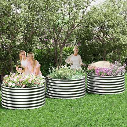 2x2ft round corrugated galvanized steel raised garden bed on a desk or shelf