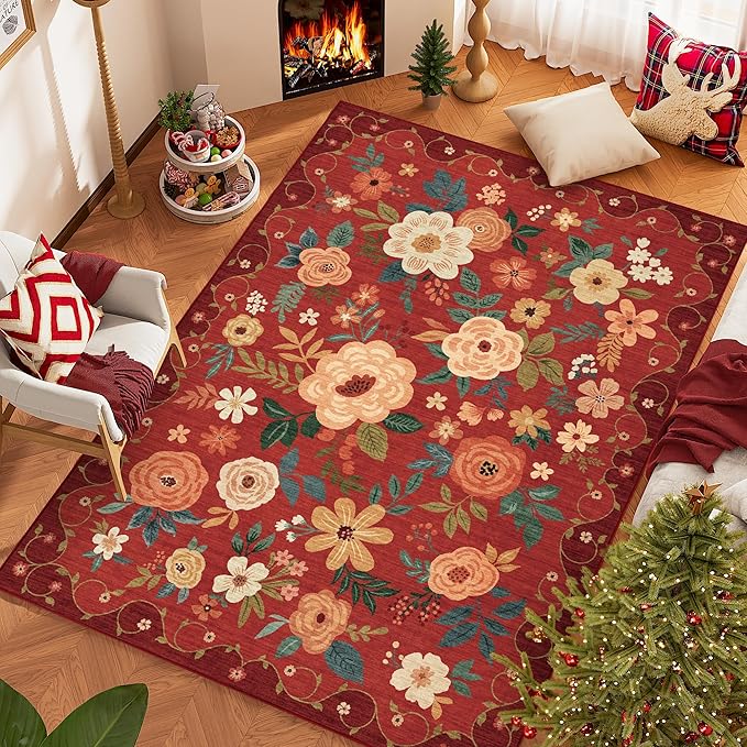 DUKINO 6x9 Area Rug, Floral Rugs - Image 2