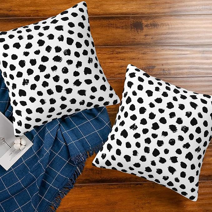 White and Black Spot Throw Pillow Covers Set of 2 Polka Dot Pillow Covers 18x18 - Image 7