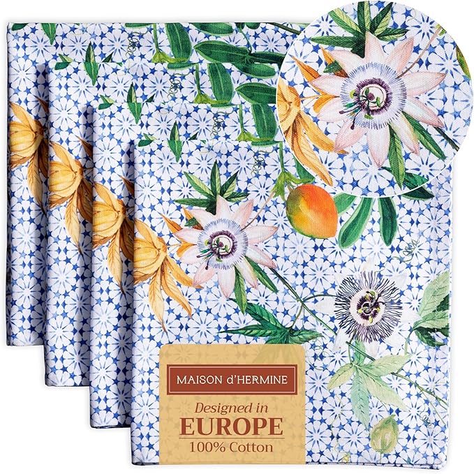 Maison d' Hermine Cloth Napkins Set of 4 100% Cotton Everyday Reusable Square by MaisondHermine