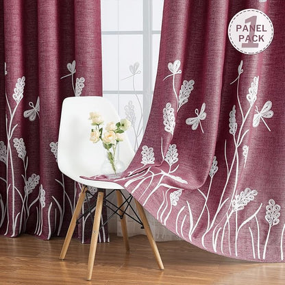 Melodieux Wheat Embroidery Linen Room Darkening Curtain - Image 3
