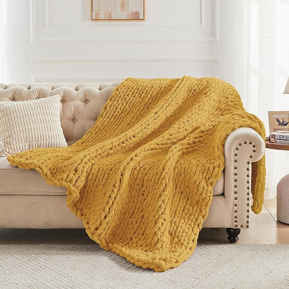 Carriediosa Chunky Knit Throw Blanket 60" X 80" Twin, 100% Hand Made Large - Image 6