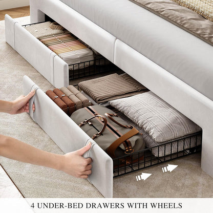 yitahome king bed frame with 4 storage drawers, package contents
