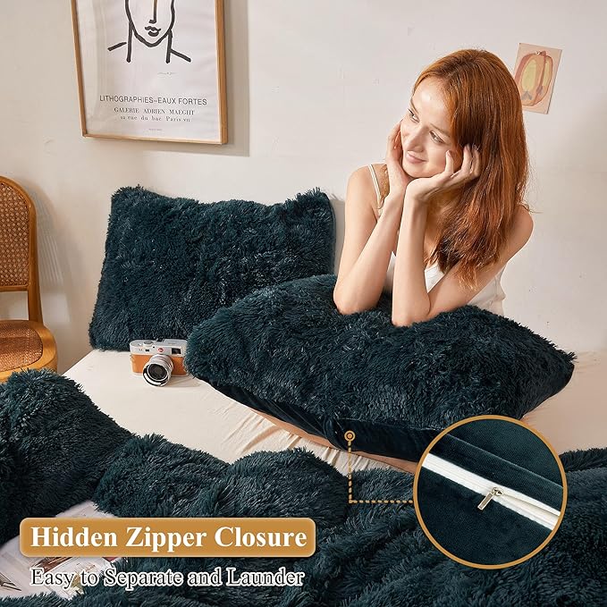 XeGe Faux Fur Throw Pillow Cases, Plush Shaggy Ultra Soft Pillow Covers - Image 3