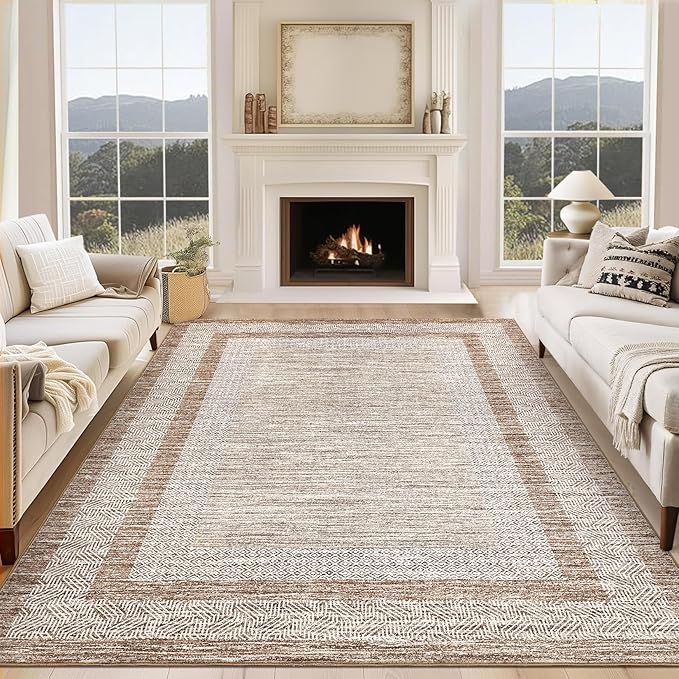 GarveeHome Modern Geometric Area Rug 5x7 Distressed Bordered Rug Washable Non - Image 7