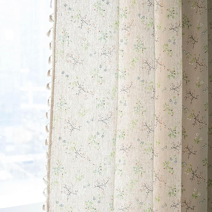 Floral Farmhouse Curtains Closet Semi-Blackout Living Room Drapes 63 Inch - Image 6