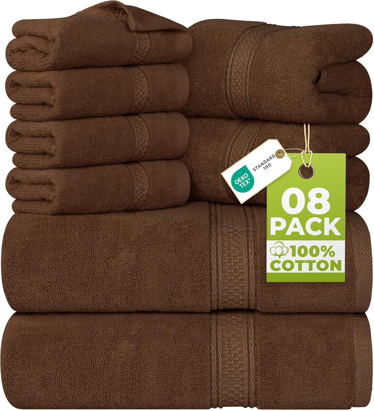 utopia towels 8-piece premium towel set, 2 bath shown in use