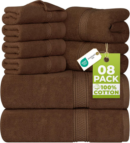 utopia towels 8-piece premium towel set, 2 bath shown in use