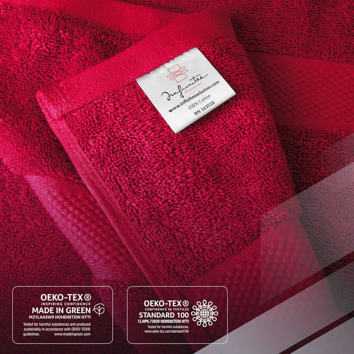 infinitee xclusives 100% ring-spun cotton bath towels for showing dimensions