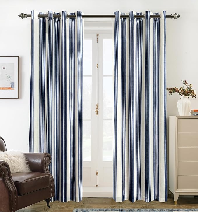 DriftAway Farmhouse Vertical Striped Linen Blend Textured Light Filtering Semi by DriftAway