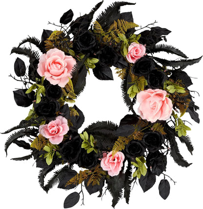National Tree Company, 24inch Artificial Cute and Creep Halloween Wreath, 40 Pink LED Lights