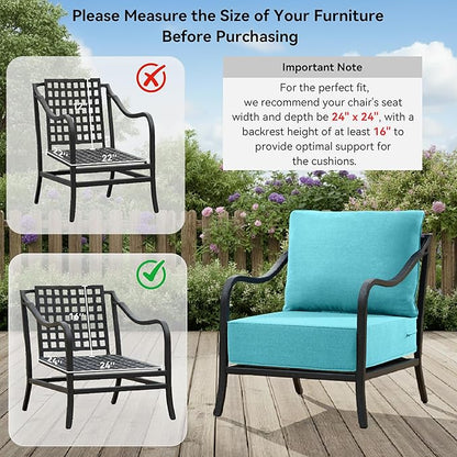 6" Thick Outdoor Cushions 24x24x6, 5-Set Deep Seat Patio Cushions - Image 2
