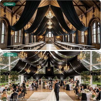 20FT x 50FT Black Ceiling Drapes for Halloween Party Decor