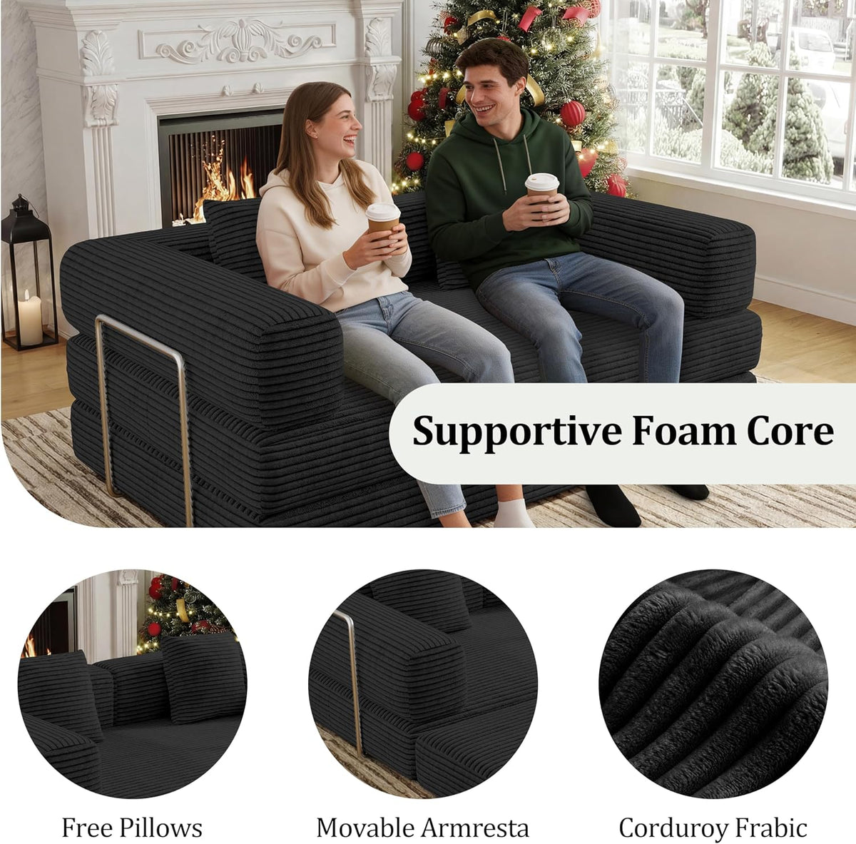 bshomgi convertible futon sofa bed, boneless couch for, package contents