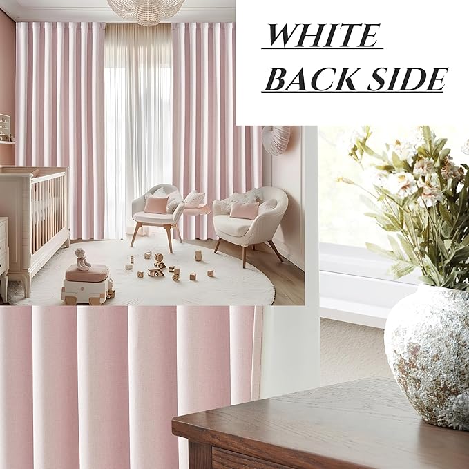 Kawaii Pink Blackout Curtains for Kids Bedroom 96 Inches Long 2 Panels Burg - Image 6