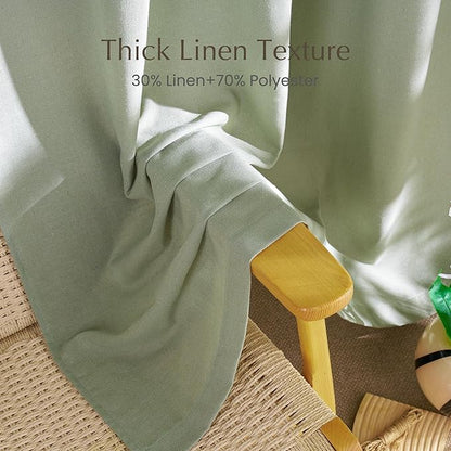 NICETOWN Thick Linen Greyish Green Curtains - Image 4