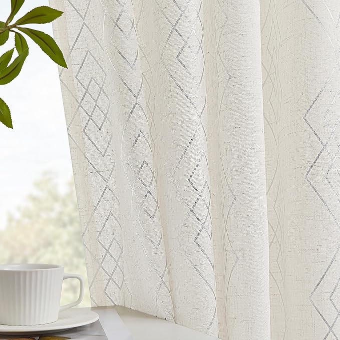Linen Curtains for Bedroom, Moroccan Beige Light Filtering Curtain 2 Panels by ugoutry