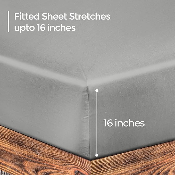 ROYALE LINENS 300 Thread Count 100% Long Staple Combed Cotton Fitted Sheet Queen - Image 2