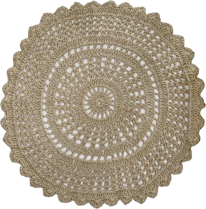 Ramanta Home Jute Handmade Natural Crochet Woven Rug 3 Feet Round, Anti- Slip - Image 4