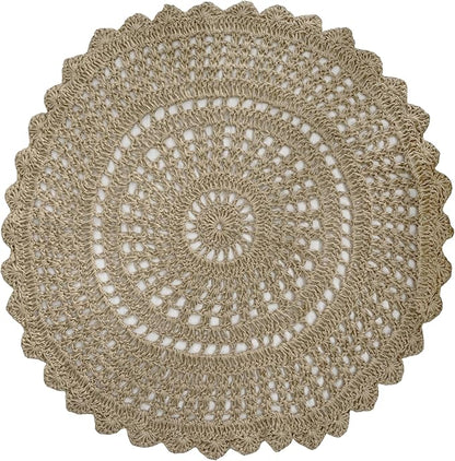 Ramanta Home Jute Handmade Natural Crochet Woven Rug 3 Feet Round, Anti- Slip - Image 4