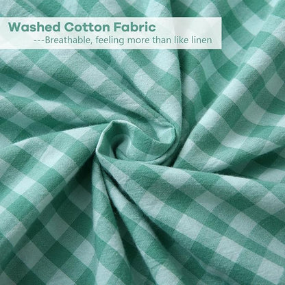 Spa Blue White Plaid Ruffle Gingham Bedding Body Pillow Cover, 100% Washed - Image 6