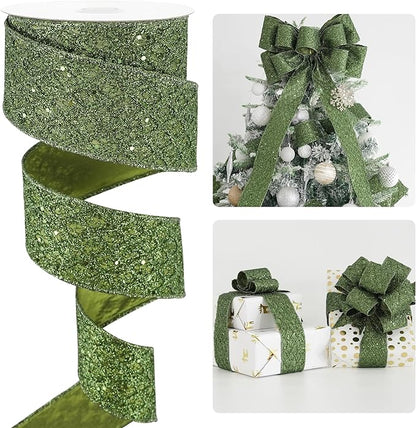 HUIHUANG Moss Green Wired Ribbon by HUIHUANG